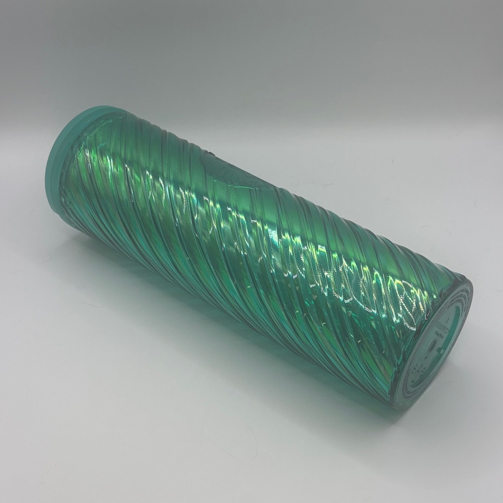 2022 Starbucks Textured Swirl 16 oz Cold Drink Tumbler iridescent Green - Picture 7 of 7